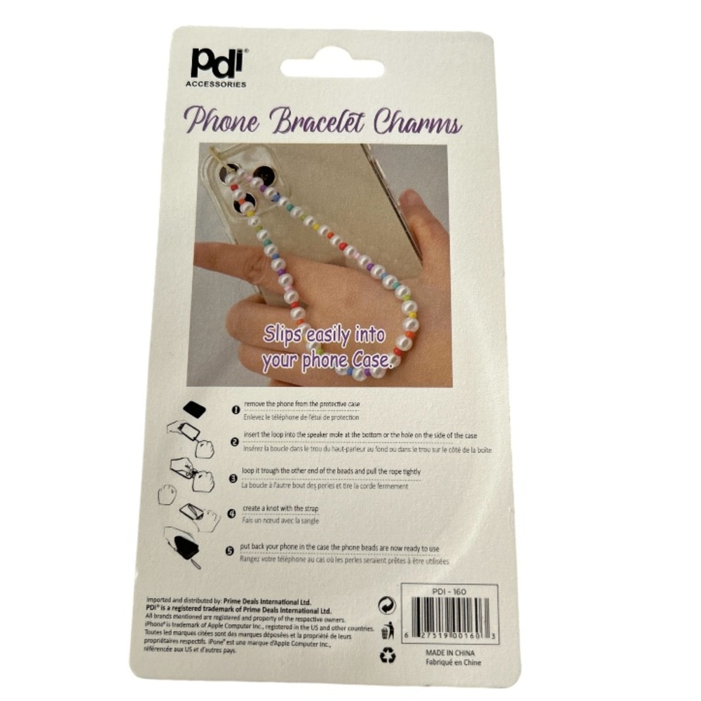 4/$20 Phone Bracelet Charms White Faux Pearl Beads New In Package - Picture 5 of 5
